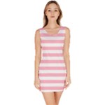 Horizontal Stripes - White and Cherry Blossom Pink Bodycon Dress