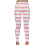 Horizontal Stripes - White and Cherry Blossom Pink Yoga Leggings