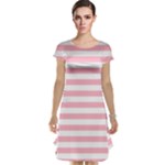 Horizontal Stripes - White and Cherry Blossom Pink Cap Sleeve Nightdress