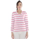 Horizontal Stripes - White and Cherry Blossom Pink Wind Breaker (Women)