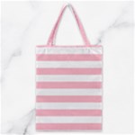 Horizontal Stripes - White and Cherry Blossom Pink Classic Tote Bag