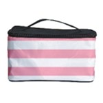 Horizontal Stripes - White and Cherry Blossom Pink Cosmetic Storage Case