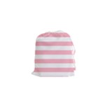 Horizontal Stripes - White and Cherry Blossom Pink Drawstring Pouch (XS)