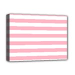 Horizontal Stripes - White and Cherry Blossom Pink Deluxe Canvas 16  x 12  (Stretched)