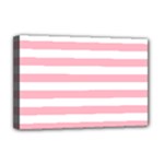 Horizontal Stripes - White and Cherry Blossom Pink Deluxe Canvas 18  x 12  (Stretched)