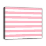 Horizontal Stripes - White and Cherry Blossom Pink Deluxe Canvas 20  x 16  (Stretched)