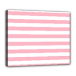 Horizontal Stripes - White and Cherry Blossom Pink Deluxe Canvas 24  x 20  (Stretched)