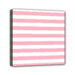 Horizontal Stripes - White and Cherry Blossom Pink Mini Canvas 6  x 6  (Stretched)