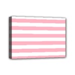 Horizontal Stripes - White and Cherry Blossom Pink Mini Canvas 7  x 5  (Stretched)