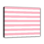 Horizontal Stripes - White and Cherry Blossom Pink Canvas 14  x 11  (Stretched)