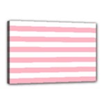 Horizontal Stripes - White and Cherry Blossom Pink Canvas 18  x 12  (Stretched)