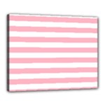 Horizontal Stripes - White and Cherry Blossom Pink Canvas 20  x 16  (Stretched)