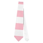 Horizontal Stripes - White and Cherry Blossom Pink Necktie (One Side)