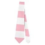 Horizontal Stripes - White and Cherry Blossom Pink Necktie (Two Side)
