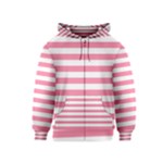 Horizontal Stripes - White and Flamingo Pink Kid s Zipper Hoodie