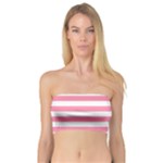 Horizontal Stripes - White and Flamingo Pink Bandeau Top