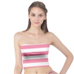 Horizontal Stripes - White and Flamingo Pink Tube Top