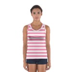 Horizontal Stripes - White and Flamingo Pink Women s Sport Tank Top
