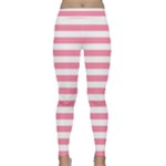Horizontal Stripes - White and Flamingo Pink Yoga Leggings