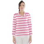 Horizontal Stripes - White and Flamingo Pink Wind Breaker (Women)