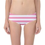 Horizontal Stripes - White and Flamingo Pink Classic Bikini Bottoms