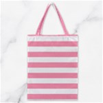 Horizontal Stripes - White and Flamingo Pink Classic Tote Bag