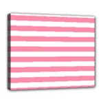Horizontal Stripes - White and Flamingo Pink Deluxe Canvas 24  x 20  (Stretched)
