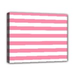 Horizontal Stripes - White and Flamingo Pink Canvas 10  x 8  (Stretched)
