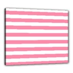 Horizontal Stripes - White and Flamingo Pink Canvas 24  x 20  (Stretched)