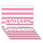 Horizontal Stripes - White and Flamingo Pink YOU ARE INVITED 3D Greeting Card (7x5)