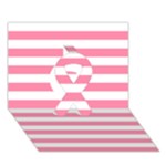 Horizontal Stripes - White and Flamingo Pink Ribbon 3D Greeting Card (7x5)