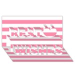 Horizontal Stripes - White and Flamingo Pink Best Wish 3D Greeting Card (8x4)