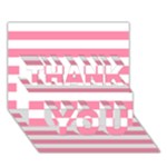 Horizontal Stripes - White and Flamingo Pink THANK YOU 3D Greeting Card (7x5)