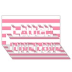 Horizontal Stripes - White and Flamingo Pink Laugh Live Love 3D Greeting Card (8x4)