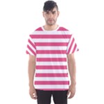 Horizontal Stripes - White and Dark Pink Men s Sport Mesh Tee
