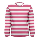 Horizontal Stripes - White and Dark Pink Men s Long Sleeve T-shirt