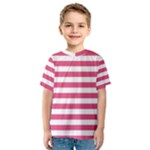 Horizontal Stripes - White and Dark Pink Kid s Sport Mesh Tee