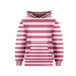 Horizontal Stripes - White and Dark Pink Kid s Pullover Hoodie