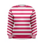 Horizontal Stripes - White and Dark Pink Women s Sweatshirt