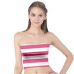 Horizontal Stripes - White and Dark Pink Tube Top