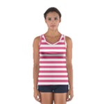 Horizontal Stripes - White and Dark Pink Women s Sport Tank Top