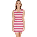 Horizontal Stripes - White and Dark Pink Bodycon Dress