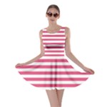 Horizontal Stripes - White and Dark Pink Skater Dress