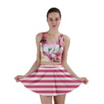 Horizontal Stripes - White and Dark Pink Mini Skirt