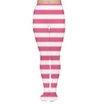 Horizontal Stripes - White and Dark Pink Women s Tights