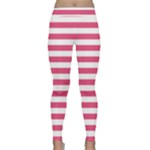 Horizontal Stripes - White and Dark Pink Yoga Leggings