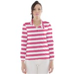 Horizontal Stripes - White and Dark Pink Wind Breaker (Women)
