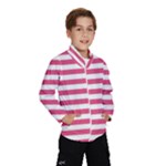 Horizontal Stripes - White and Dark Pink Wind Breaker (Kids)