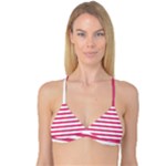 Horizontal Stripes - White and Dark Pink Reversible Tri Bikini Top