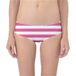 Horizontal Stripes - White and Dark Pink Classic Bikini Bottoms